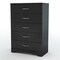 Modern 5 Drawer Dresser with Chrome Handles and Curved Base for Home Organization